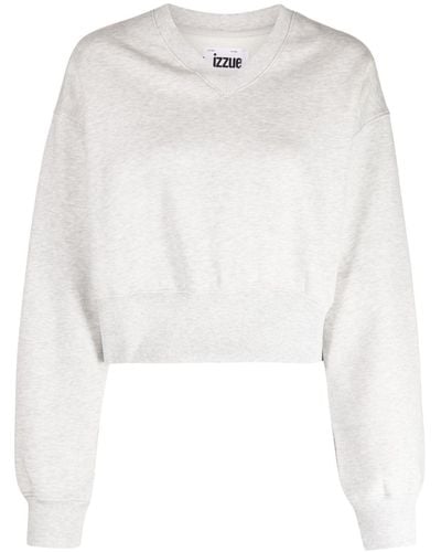 Izzue Rhinestone-embellished V-neck Sweatshirt - White