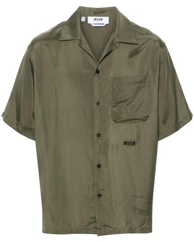 MSGM Logo-embroidered Shirt - Green