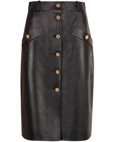 Bally Perforated-emblem Leather Skirt - Black