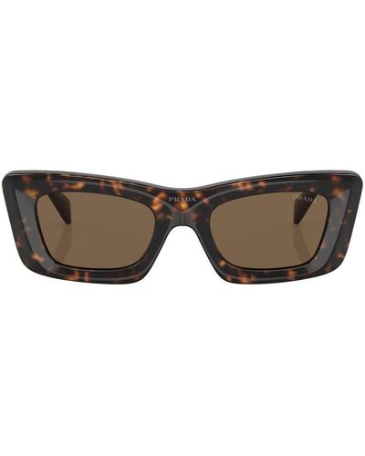 Prada Tortoiseshell-effect Logo Sunglasses - Brown