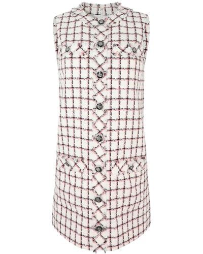 Veronica Beard Laurel Sleeveless Tweed Shirtdress - White