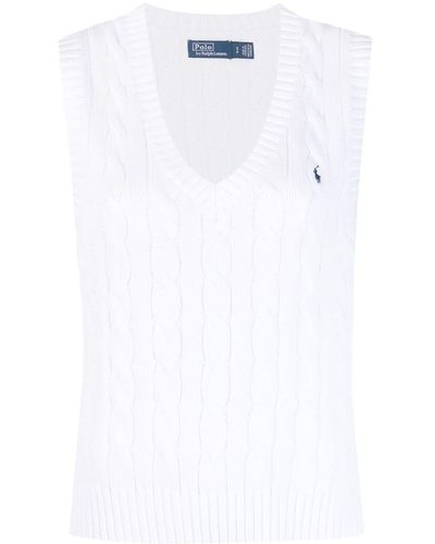 Polo Ralph Lauren Logo-embroidered Cotton-knit Vest Top - White