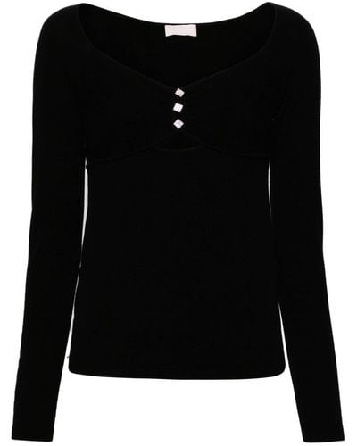 Liu Jo Crystal-embellished Cut-out Knitted Top - Black