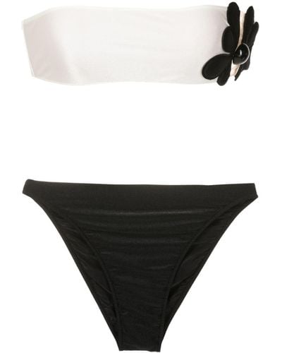 Adriana Degreas Floral-appliqué Bikini - Black