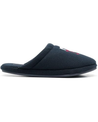 Tommy Hilfiger Embroidered-logo Slippers - Blue