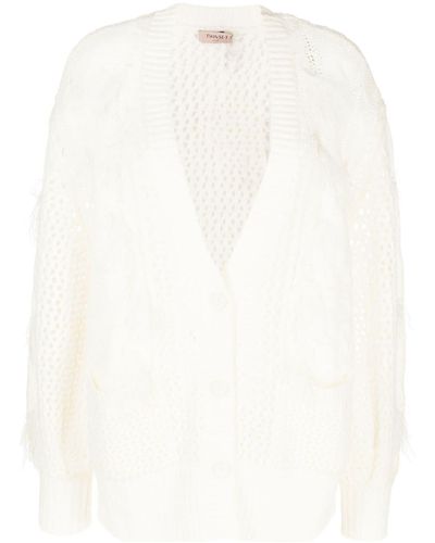 Twin Set Open-knit V-neck Cardigan - White