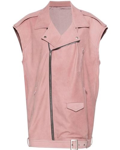 Rick Owens Biker-style Leather Waistcoat - Pink