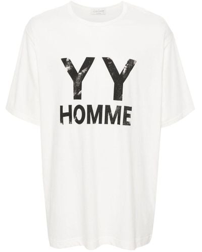 Yohji Yamamoto T-Shirt mit Logo-Print - Weiß