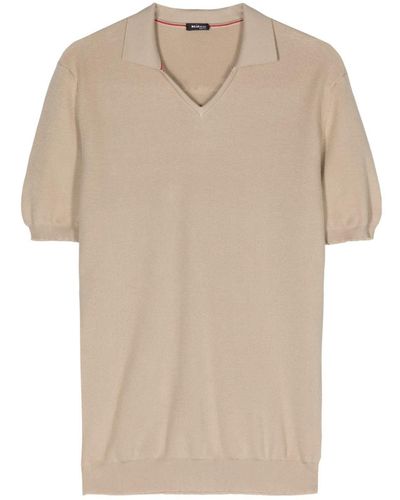 Kiton Fine-knit Cotton Polo Shirt - Natural