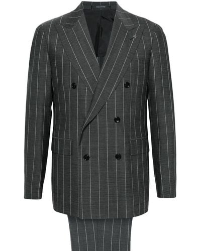 Tagliatore Pinstriped Double-breasted Suit - Black