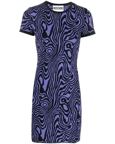 Moschino Swirl-pattern Knitted Minidress - Blue