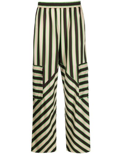 MSGM High-waist Striped Pants - Green
