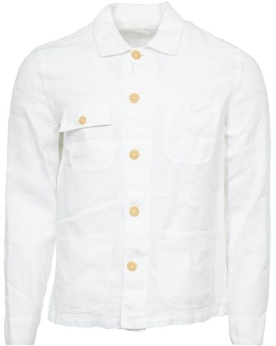 120% Lino Linen Shirt Jacket - White