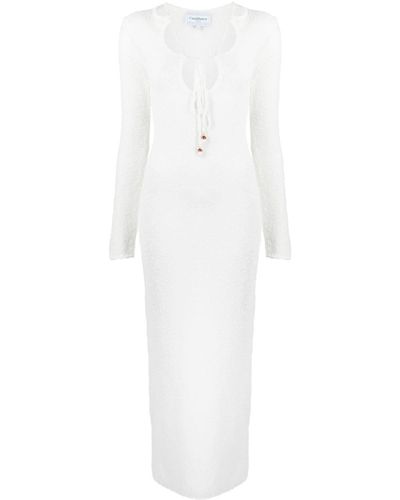 Casablancabrand Cut Out Dress In Transparent Boucle - White
