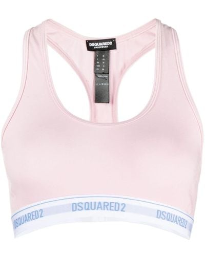 DSquared² Logo-underband Cotton Performance Top - Pink