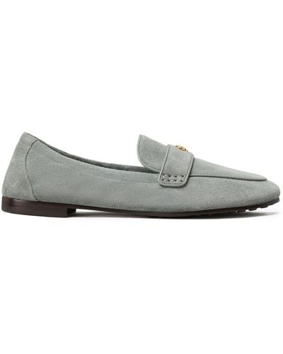 Tory Burch Logo-plaque Suede Loafers - Grey