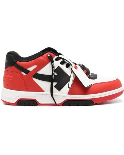 Off-White c/o Virgil Abloh Men Out Of Office Calf Leather Sneakers - Red