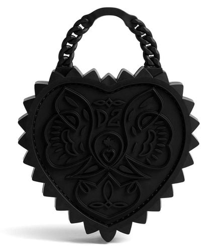 DSquared² Bolso shopper con logo Heart en relieve - Negro
