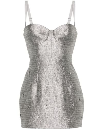 Elisabetta Franchi Lurex Tweed Mini Dress - Grey