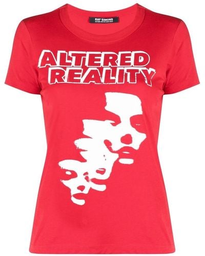 Raf Simons T-shirt Met Tekst - Rood