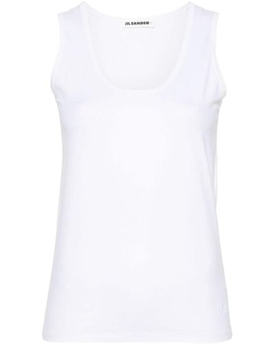 Jil Sander + Logo-embroidered Tank Top - White
