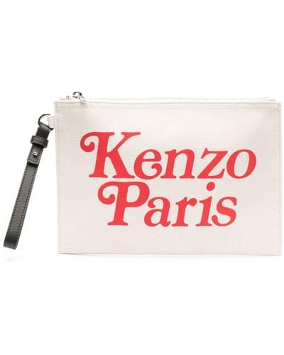 KENZO Logo-print Cotton Clutch Bag - Red