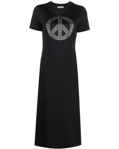 Moschino Jeans Peace-sign Stud-embellished Maxi Dress - Black