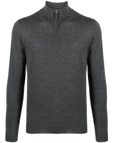 Fedeli Zip-up High-neck Sweater - Gray