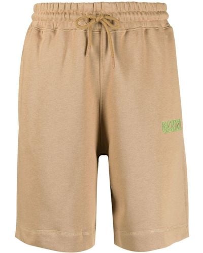Ganni Pantalones cortos de chándal con logo bordado - Neutro