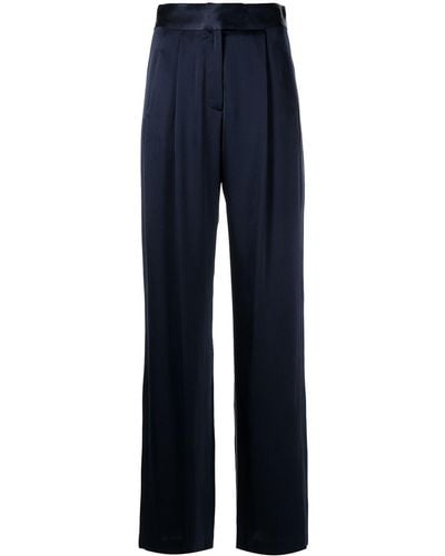 Michelle Mason Pantalon ample en soie - Bleu