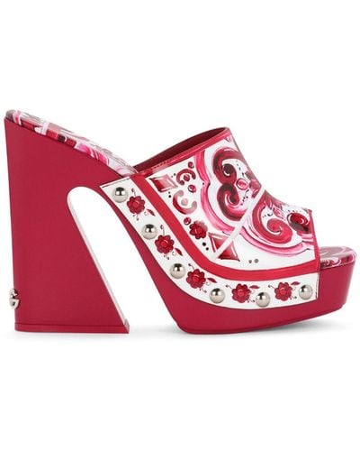 Dolce & Gabbana Majolica-print Mules - Red