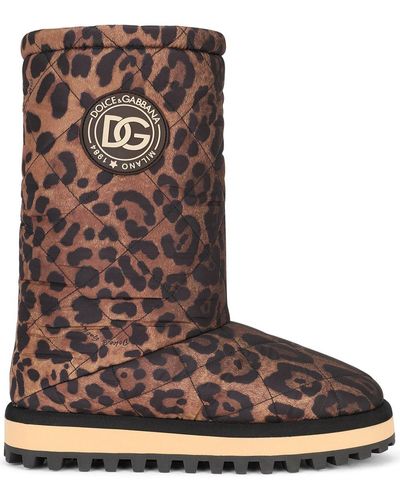 Dolce & Gabbana Leopard-print Boots - Brown