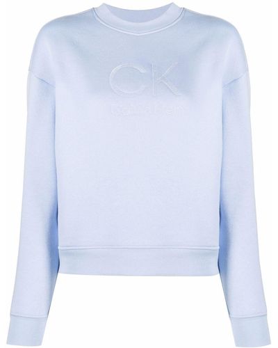 Calvin Klein Sweatshirt mit Logo-Print - Blau