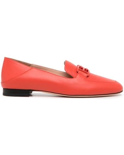 Bally Logo-plaque Leather Loafers - Red