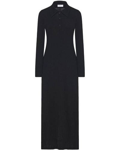 Rosetta Getty Long-sleeve Cotton Polo Dress - Black