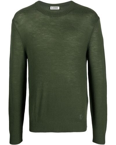 Jil Sander Embroidered-logo Wool Sweater - Green