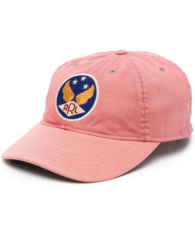 RRL Logo-patch Washed Baseball Cap - Pink