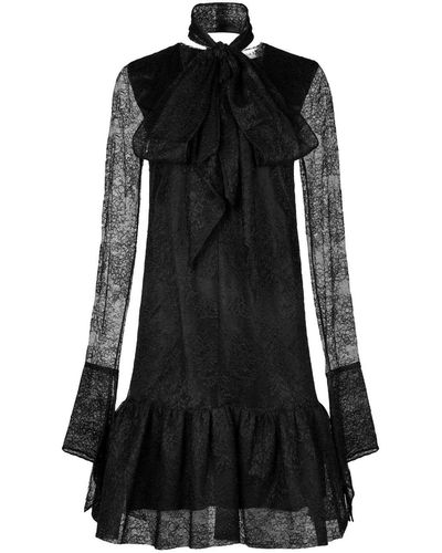 Nina Ricci V-neck Floral-lace Minidress - Black