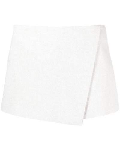 ANDAMANE Cotton-blend Twill Wrap-effect Miniskirt - White