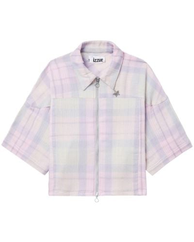 Izzue Chemise en coton à carreaux - Rose