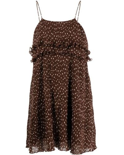Ganni Mini-jurk Met Stippen - Bruin
