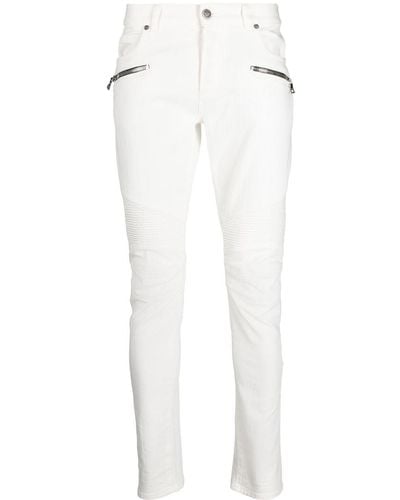 Balmain Off-white Stretch-cotton Jeans