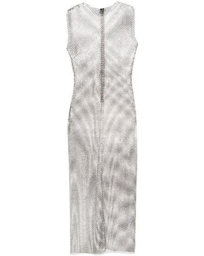 Philosophy Di Lorenzo Serafini Rhinestone-embellished Mesh Maxi Dress - Grey