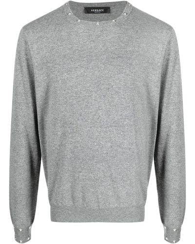 Versace Studded Crew-neck Sweater - Grey