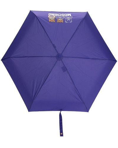 Moschino Regenschirm mit Logo-Print - Lila