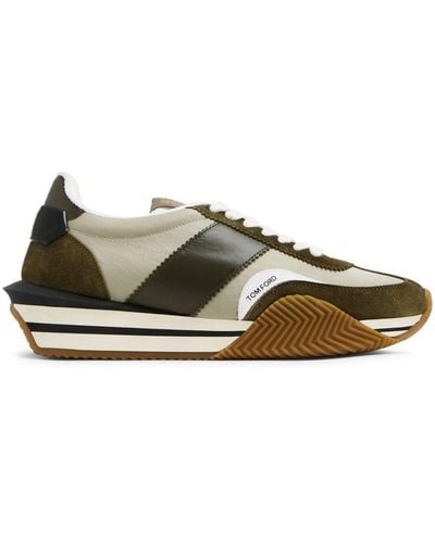 Tom Ford James Logo-patch Suede Low-top Sneakers - Green