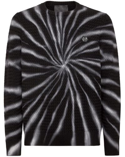 Philipp Plein Tie-dye Print Wool Sweater - Black