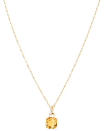 Kiki McDonough 18kt Yellow Gold Kiki Cushion Diamond And Citrine Pendant Necklace - Metallic