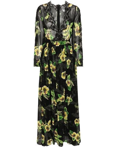 ERMANNO FIRENZE Floral-print Flared Maxi Dress - Green