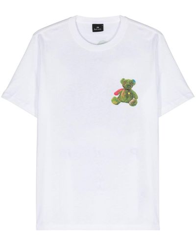 PS by Paul Smith Teddy Bear-print Cotton T-shirt - White